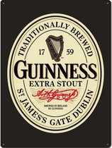 Wandbord Cafe Pub - Guinness Label Logo Extra Stout 1759 - Bier