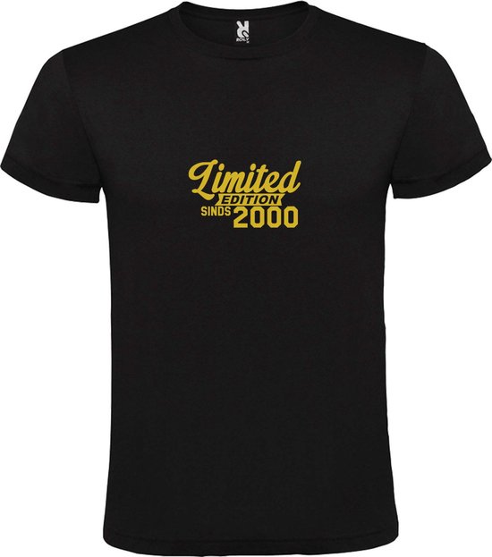 Zwart T-Shirt met “Limited sinds 2000 “ Afbeelding Goud Size XXXL