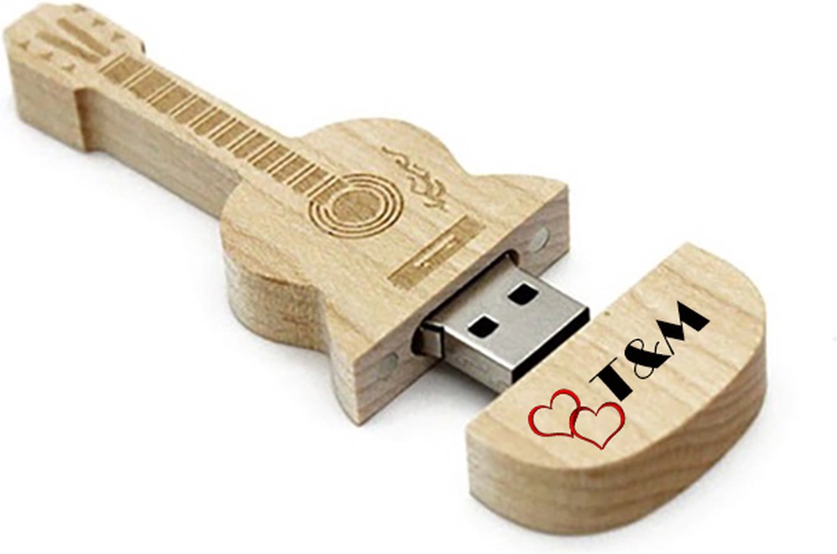 Clé USB pour guitare en bois imprimée 16 Go