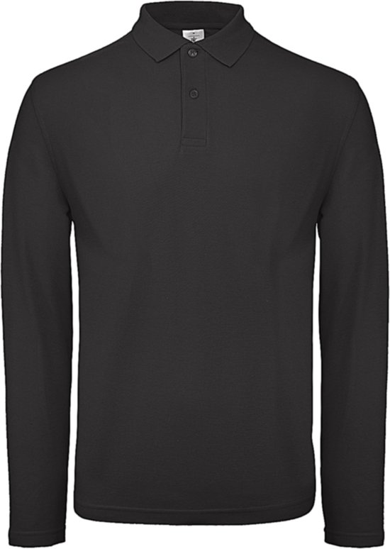 Men's Long Sleeve Polo ID.001 Zwart merk B&C maat XL
