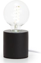 Lampvoet, cilinder, kabel met schakelaar, E27, 60 W, IP20, cement, zwart, 90 mm x 90 mm