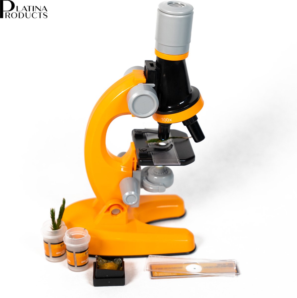 Platina products - Microscoop voor kinderen - X100 X400 X1200 - incl. batterijen - veel accessoires
