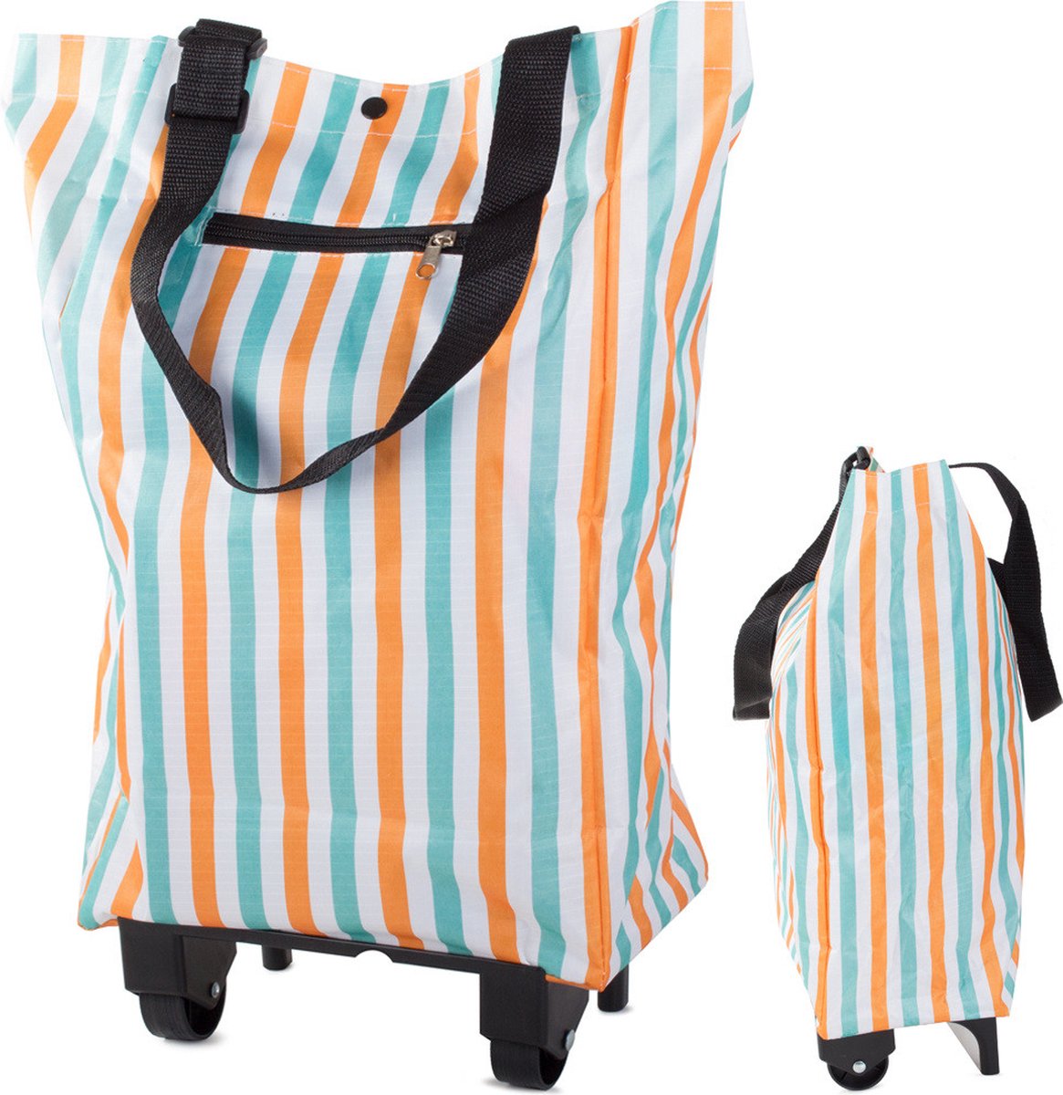 Opvouwbare Boodschappentrolley 3-in-1 BoodschappenTas met Wielen Trolley Gestreept