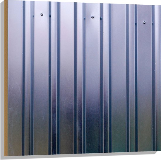 Hout - Verticale Strepen op Metaal - 80x80 cm - 9 mm dik - Foto op Hout ...