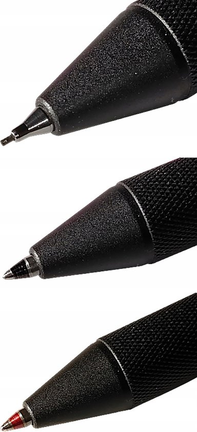 rOtring 300 Multipen 3-en-1 | stylo à bille et portemine | Pointe de crayon de 0 | Pointes de stylo bille à encre noire et rouge | Boîtier noir