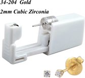 Oorbel schieter- wegwerp oorbelschieter- gouden knopje met diamant- 1 stuk- Neuspiercing pistool- met oorbel- oorpiercing schieter- oorpiercing pistool