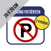 Pictogram/ sticker | "Enkel voor patiënten" | 20 x 20 cm | Parkeerverbod | Verboden te parkeren | Dokter | Voorbehouden | Tandarts | Patiënt | Cliënteel | Permanente lijm | 2 stuks