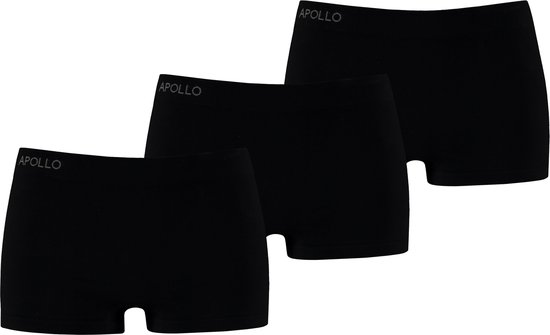 Apollo - Dames hipster - Zwart - Maat L - 3-Pack - Dames ondergoed - Sloggie ondergoed - Dames boxershort