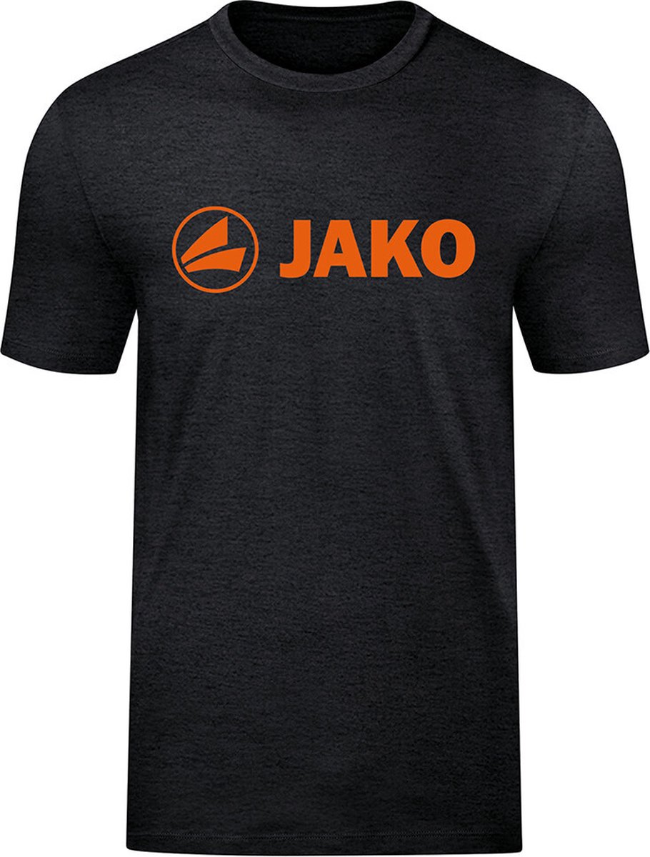 Jako Promo T-Shirt Kinderen - Zwart Gemeleerd / Fluo Oranje | Maat: 152