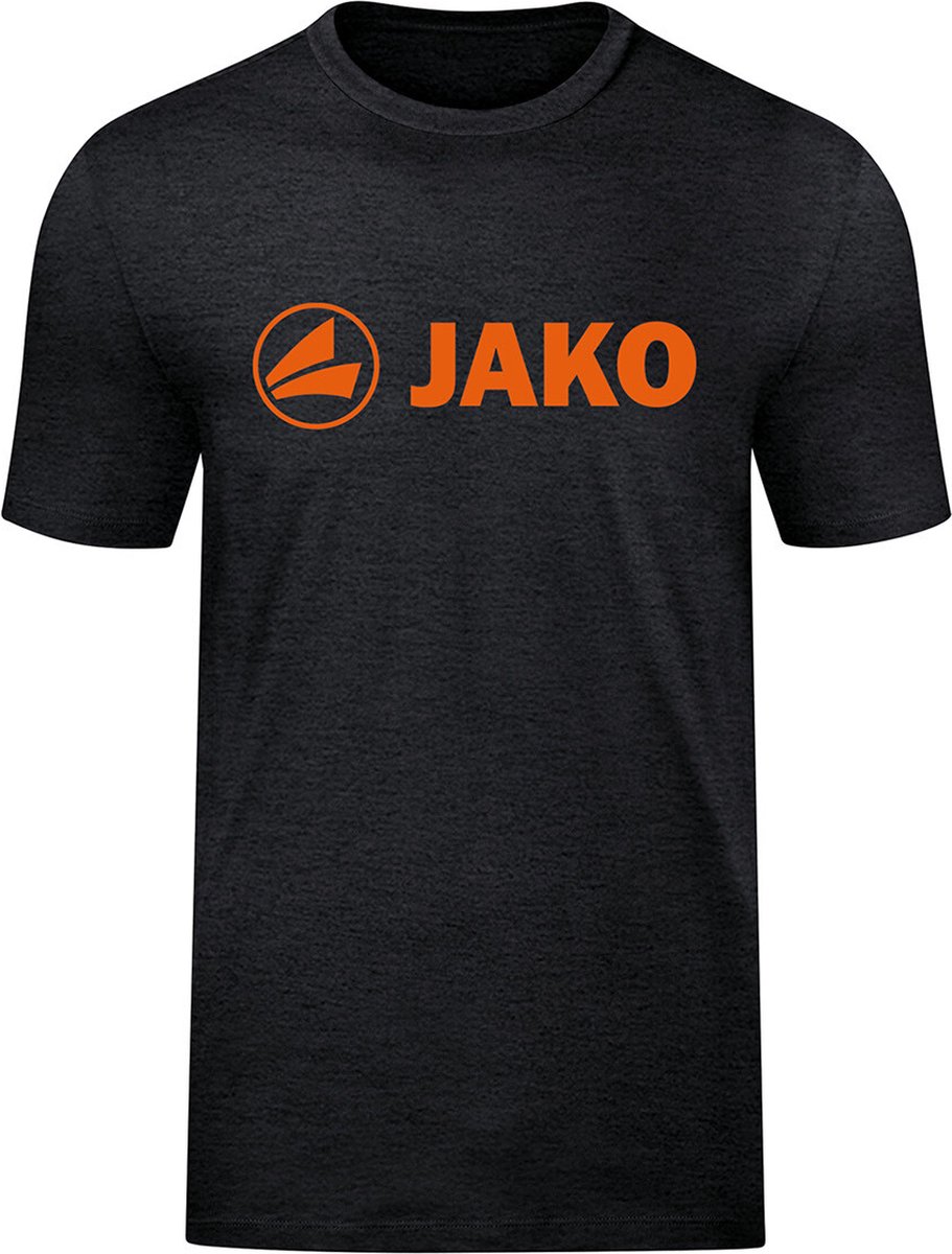 Jako Promo T-Shirt Dames - Zwart Gemeleerd / Fluo Oranje | Maat: 36