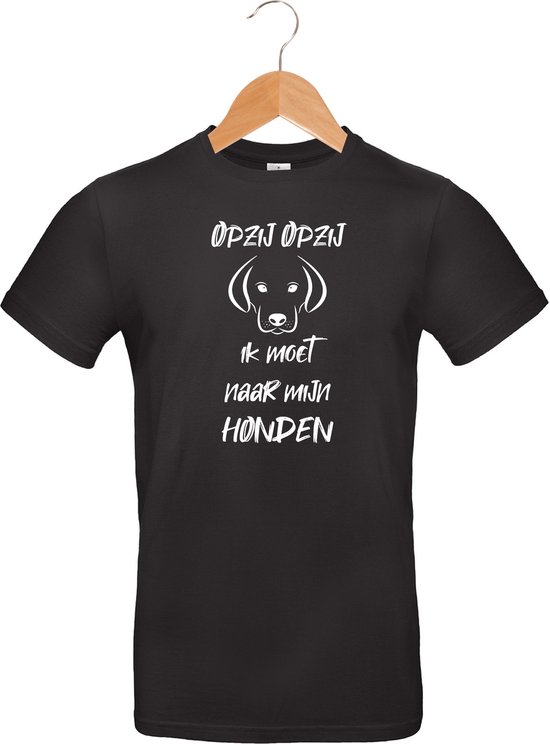 Mijncadeautje - T-shirt unisex - zwart - opzij opzij ik moet naar mijn - Honden