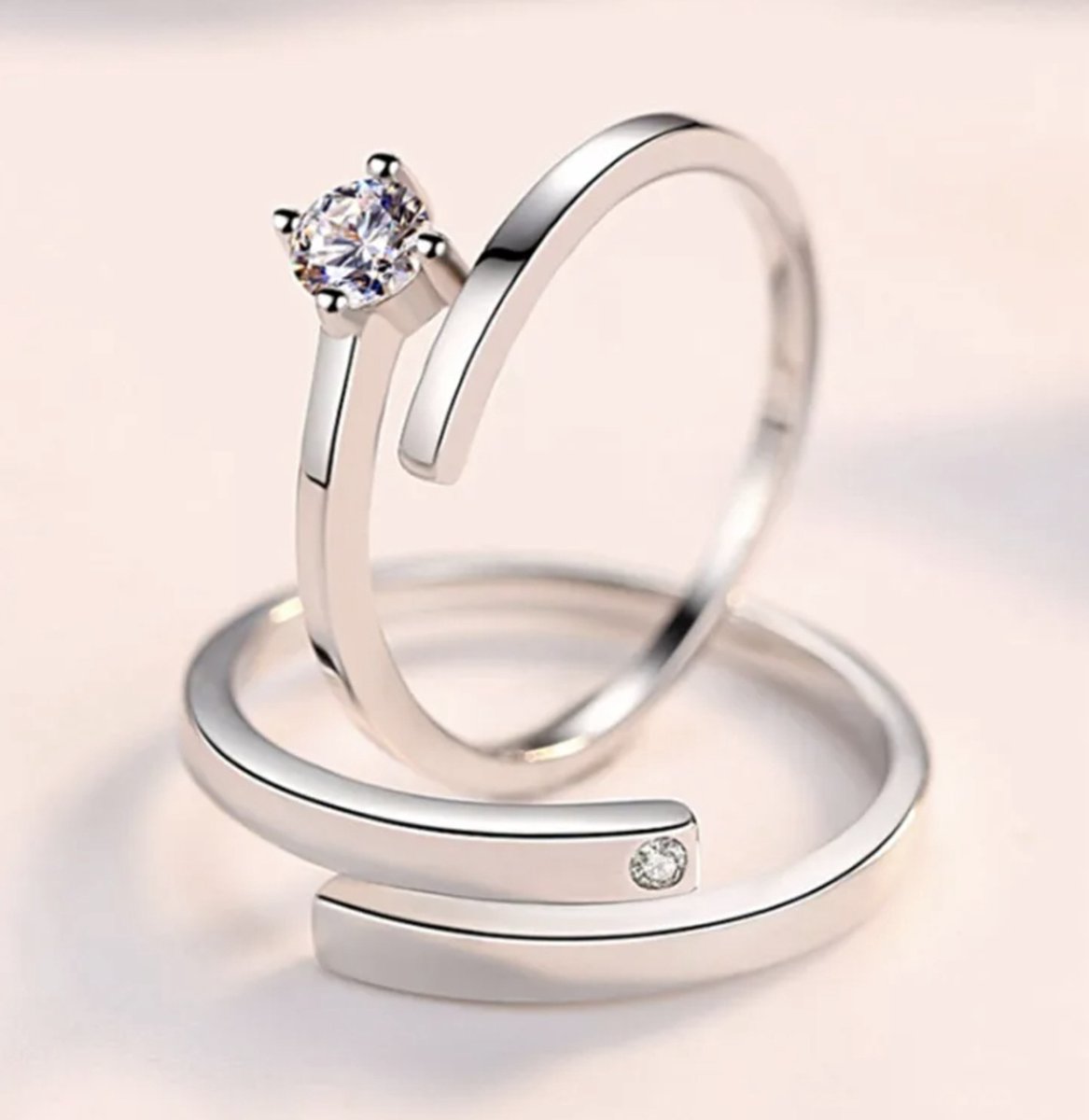 MUCCA 3 stuks ringen zilver 925 dames, ringen zilver met kubische