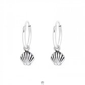 Zilveren oorbellen | Oorringen met hanger | Zilveren oorringen met hanger, schelpje