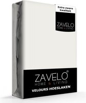 Zavelo Hoeslaken Velours Ivoor - Fluweel Zacht - 30 cm Hoekhoogte - Rondom Elastiek - Velvet - Extra Breed 190/200x200/220 cm