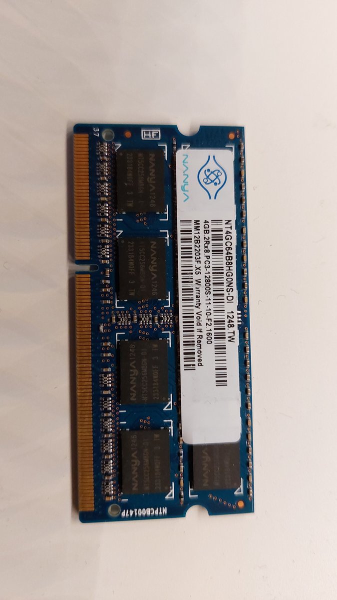 nanya 4GB 2Rx8 PC3-10600S-11-10-F2.1600 S0dimm NT4GC64B8HG0NS-DI DDR3 laptop geheugen
