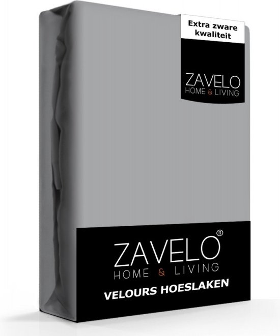 Zavelo Hoeslaken Velours Grijs - Fluweel Zacht - 30 cm Hoekhoogte - Rondom Elastiek - Velvet - 1-persoons 80/90x200/220 cm