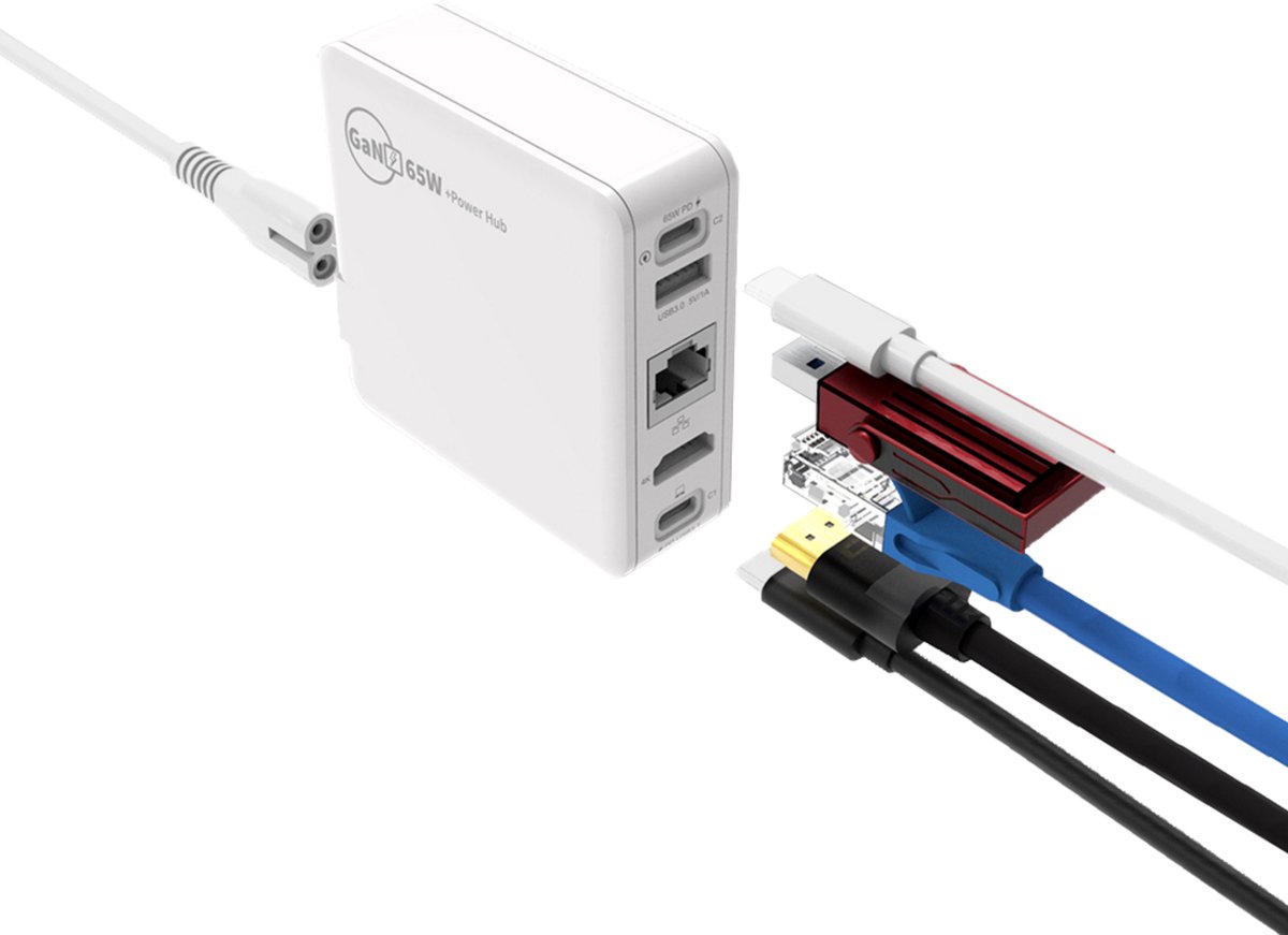 iMounts power hub oplader USB-C - 65W oplader - HDMI - Ethernet - USB3.0 - MacBook en Windows