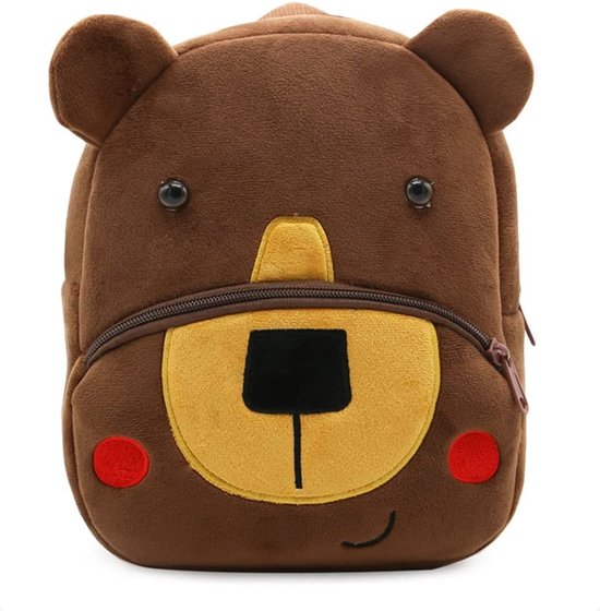 BoefieBoef Beer Bruin peuter / kleuter rugtas - Brown Bear kinder rugzak - jongens en meisjes - 6 liter - 0 tot 4 jaar oud - dierentas - peuterspeelzaal - opvang - gymtas - speelzaal - bso - baby backpack - schooltas - dier - animal - grizzly