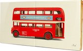 London Bus Steigerhout Tegeltableau - 2x1 - 38 x 19 cm (LxB)
