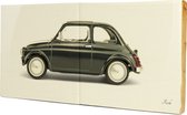 Fiat 500 Steigerhout Tegeltableau - 2x1 - 38 x 19 cm (LxB)