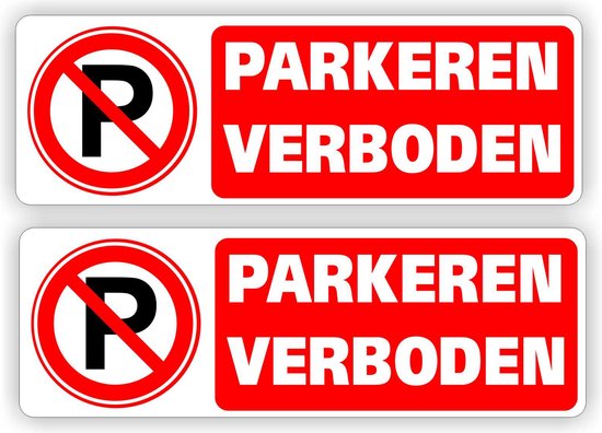 Stickers parkeren verboden set 2 stuks.