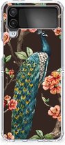 Telefoon Hoesje Geschikt voor Samsung Galaxy Z Flip 4 Siliconen Back Cover Pauw met Bloemen
