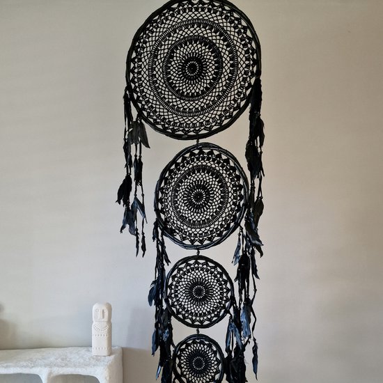 Dromenvanger Essence King XXL - Zwart - Ibiza style interieur - Handgemaakt op Bali - Bohemian - Boho Wanddecoratie - Smith Premium®