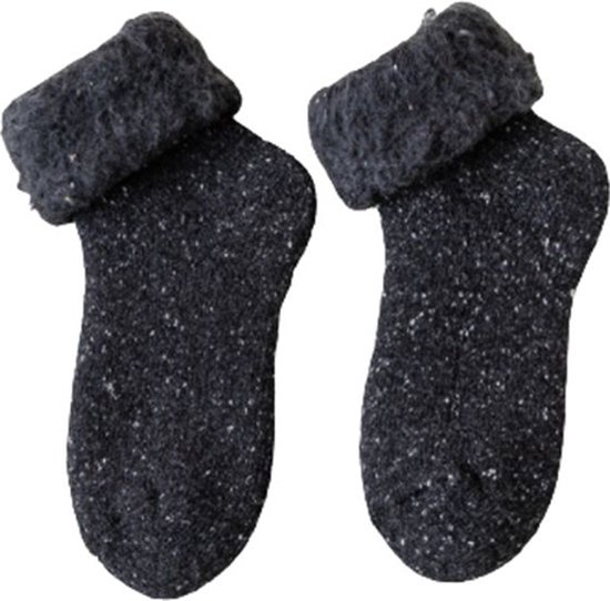 Warme winter sokken dames zwart - 1 paar - maat 36-40 - wol - gevoerd - damessokken - cadeautip