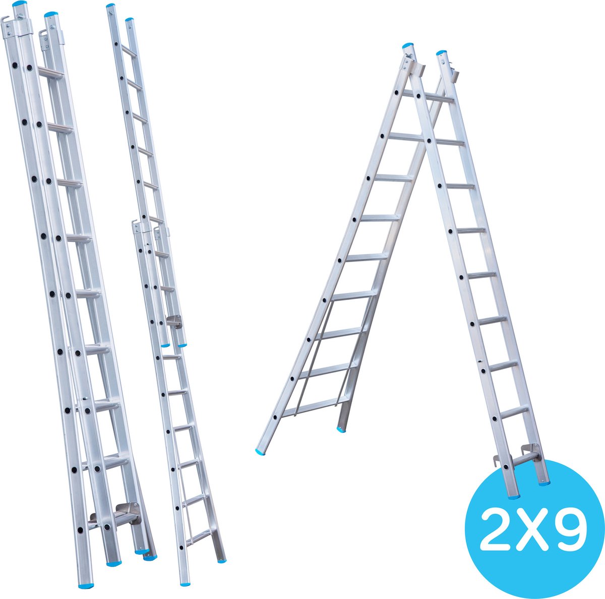 Eurostairs Reform ladder dubbel uitgebogen 2x9 sporten