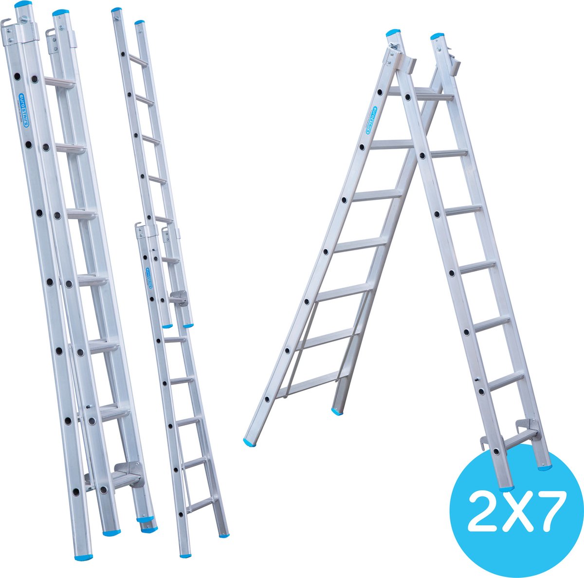 Eurostairs Reform ladder dubbel uitgebogen 2x7 sporten