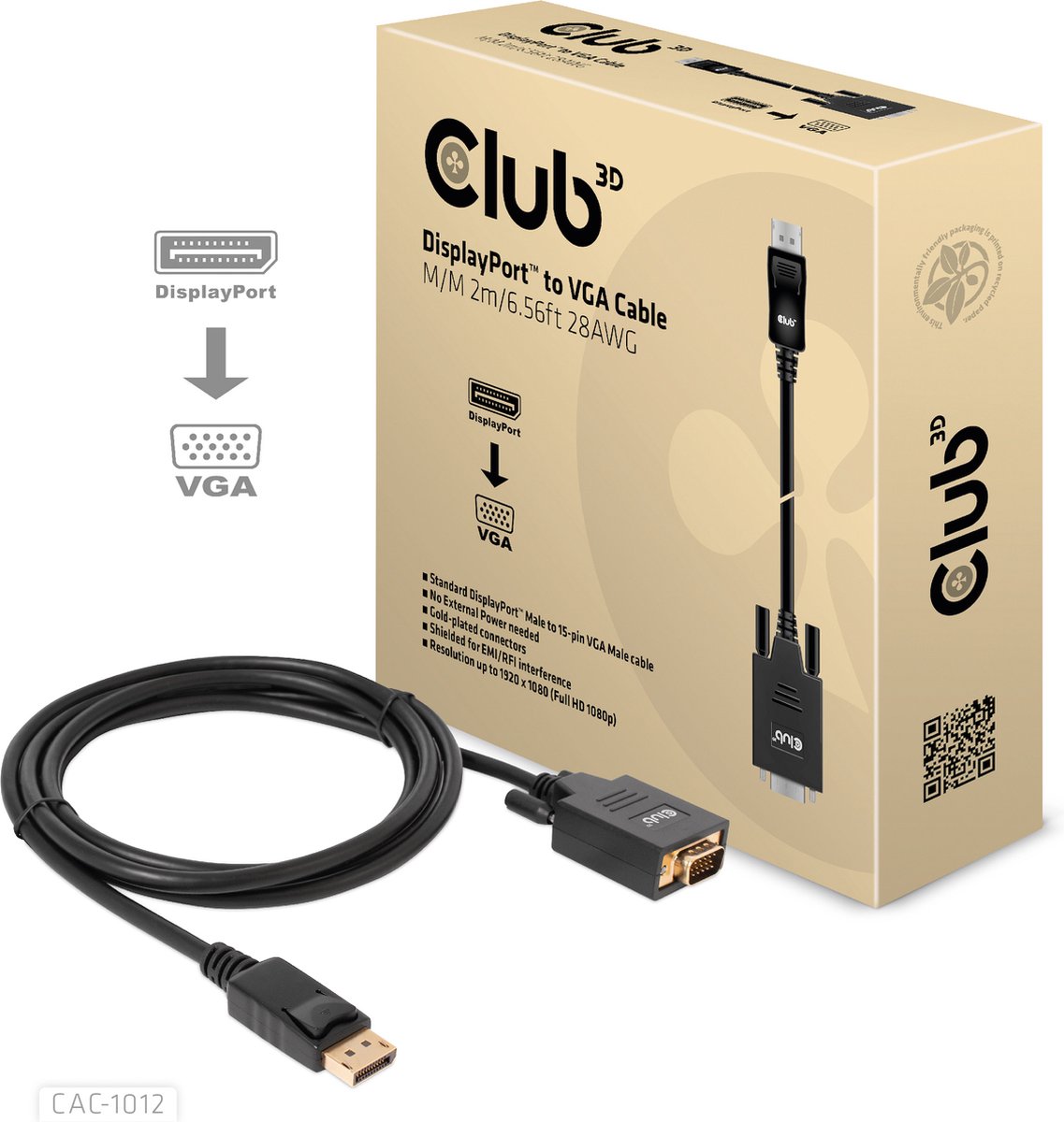 CLUB3D DisplayPort to VGA Cable M/M