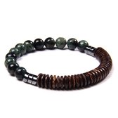 Marama - herenarmband Nevada groen - minimalistische armband - elastisch - hout - jade