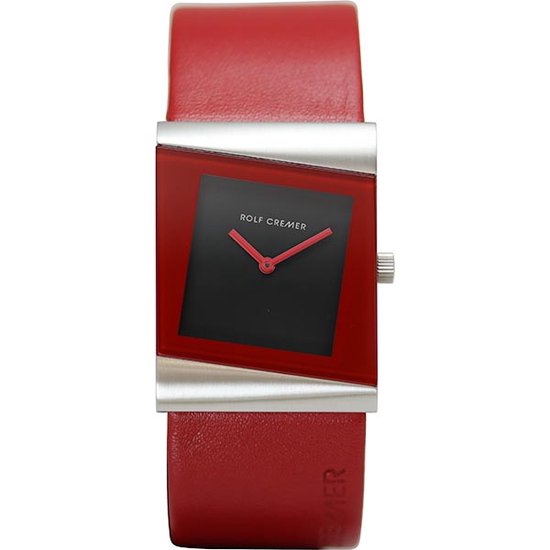 Rolf Cremer Style - montre - femme - rouge - cuir de veau - cadran noir -  luxe -... | bol