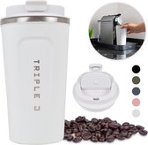 Triple J® Koffiebeker Thermosbeker To Go - Perfecte Koffiemok Onderweg - BPA & Lekvrij - 510ml - Wit