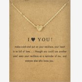 Bixorp Luck Gouden Dames Ketting met Klein Hartje - "I Heart You" - 45/50cm - Cadeau voor Vrouw - Goudkleurig