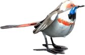 Floz Design metalen vogeltje - ijzeren vogelbeeld blauwborst - tuindecoratie - grafdecoratie - fairtrade