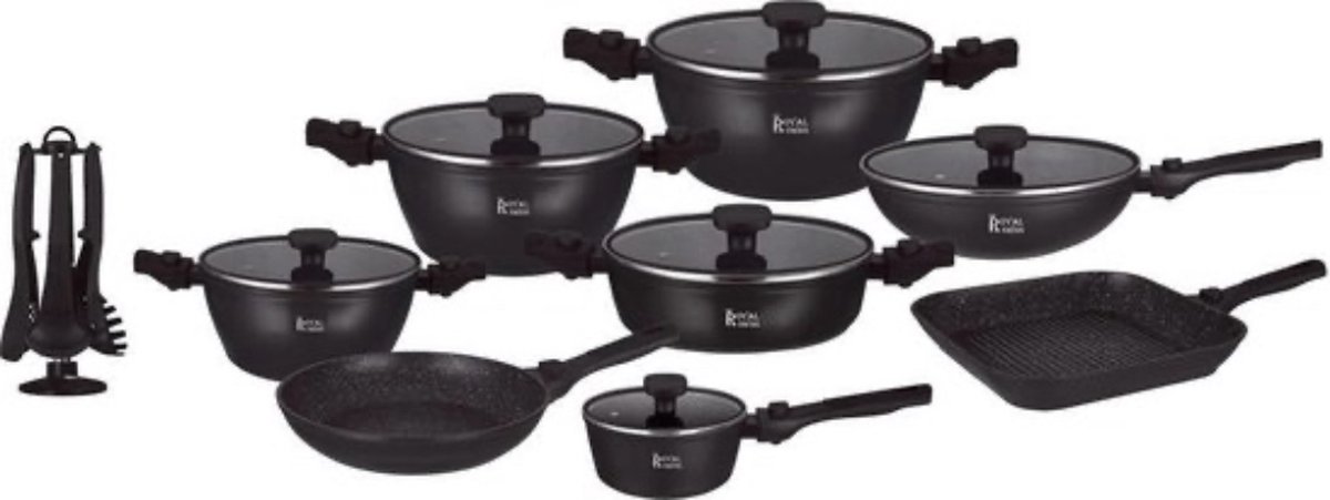 Royal Swiss® - Set Lot 33 pièces - Set de casseroles induction - Grès -  Poignée... | bol.com