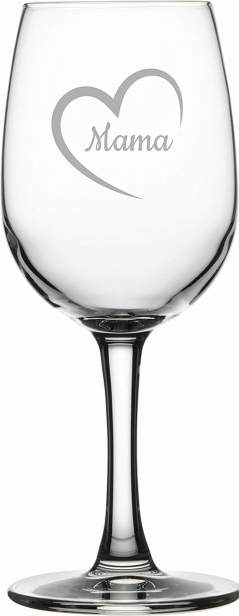 Gegraveerde witte wijnglas 26cl Mama met hartje