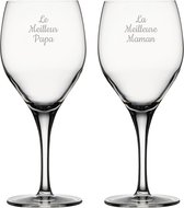 Rode wijnglas gegraveerd - 42,5cl - Le Meilleur Papa & La Meilleure Maman