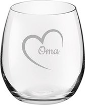 Gegraveerde Drinkglas 39cl Oma met hartje