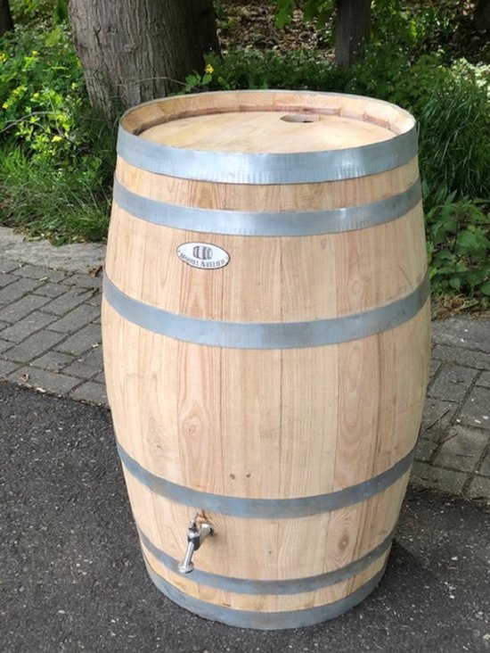 Houten Regenton naturel 50 L Incl Kraan En Vulgat In De Deksel 