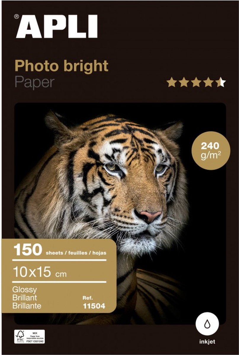 APLI Photo Bright - Fotopapier / Fotokaarten 10 x 15 cm