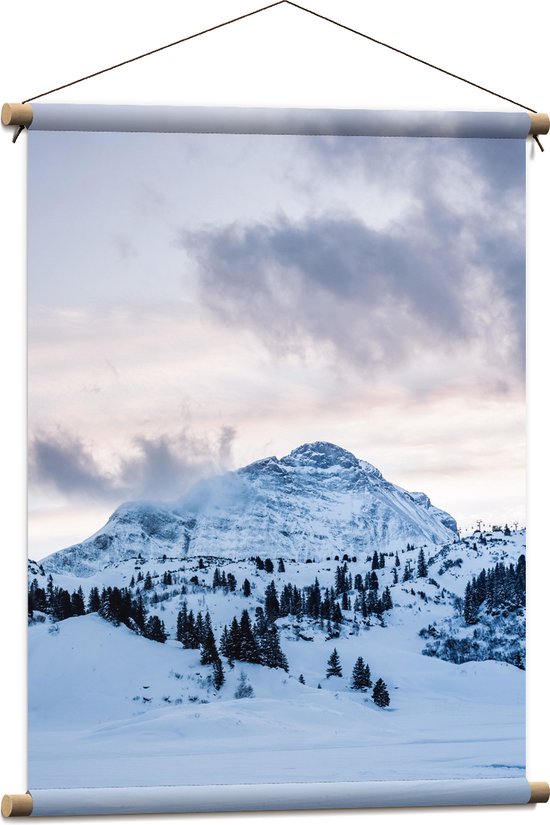 Textielposter - Berg vol met Sneeuw - 60x80 cm Foto op Textiel