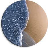 Dibond Muurcirkel - Blauwe Zee met Strand - 40x40 cm Foto op Aluminium Muurcirkel (met ophangsysteem)