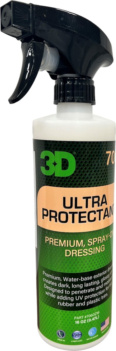 3D Car Care - Ultra Protectant Plastic & Rubber Protection - 473 ml.