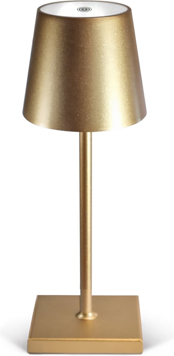 Goliving Tafellamp Oplaadbaar – Draadloos en dimbaar – Moderne touch lamp – Nachtlamp Slaapkamer – 26 cm – Goud