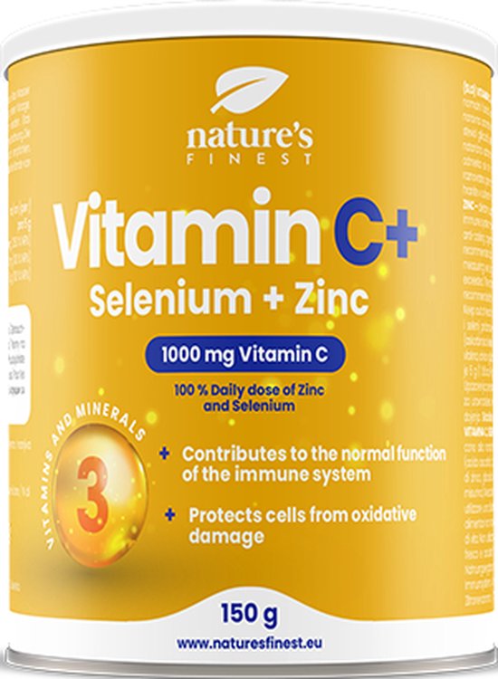 Nature's Finest Vitamine C+ Selenium + Zink | Revolutionaire formule van vitamine C, selenium en zink voor een ijzersterk immuunsysteem - 1000 mg Vitamine C per dosering