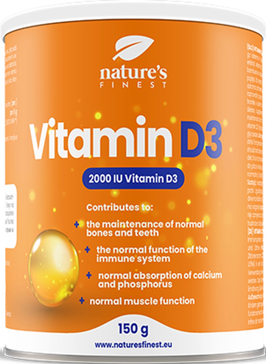 Nature's Finest Vitamine d3 poeder | De meest biologisch beschikbare vorm van vitamine D3 poeder - 2000 IE vitamine D3 per dosering