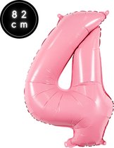 Ballons - Chiffre 4 - Rose - 82 cm - Ballon Hélium - Fienosa