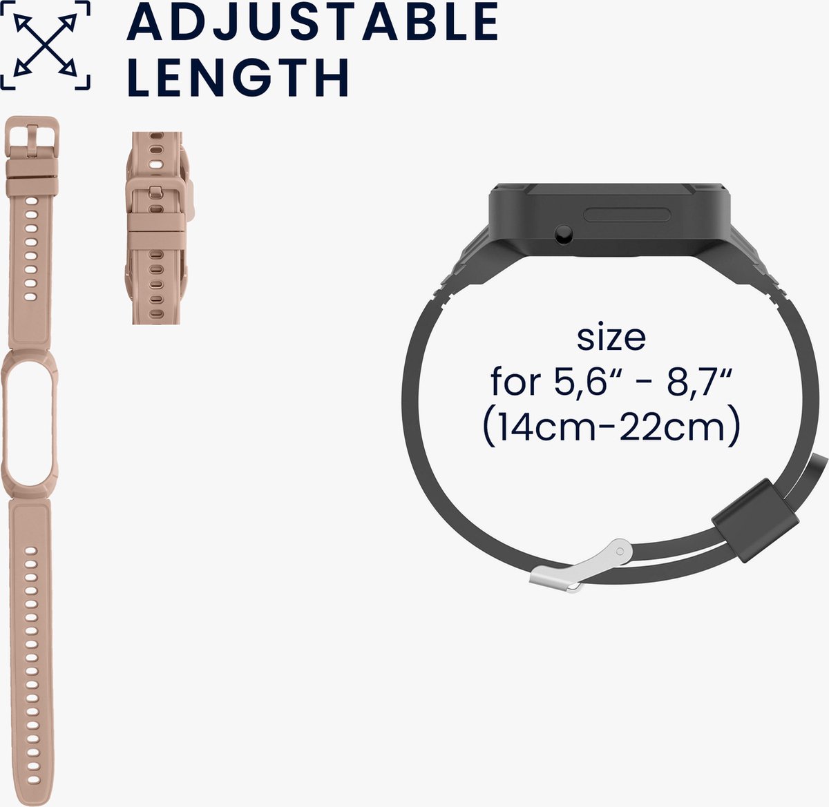 kwmobile smartwatch bandje en bumper van silicone - Compatibel met Xiaomi Mi Band 6 / Band 5 / Band 4 - in oudroze - Optimale bescherming